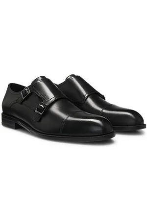 HUGO BOSS Skórzane monki z dwoma paskami