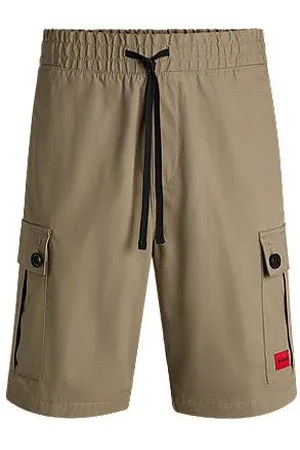 HUGO BOSS Szorty z bawełny o wyrazistej strukturze z czerwoną naszywką z logo