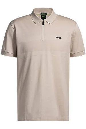 HUGO BOSS Koszulka polo ze strukturalnej bawełny z zapięciem na zamek przy szyi