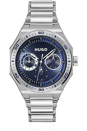 HUGO BOSS Zegarek w srebrnym kolorze z niebieską tarczą