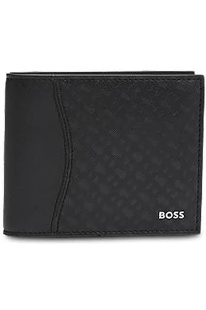 HUGO BOSS Fakturowany portfel z trzema panelami ozdobiony motywem monogramu