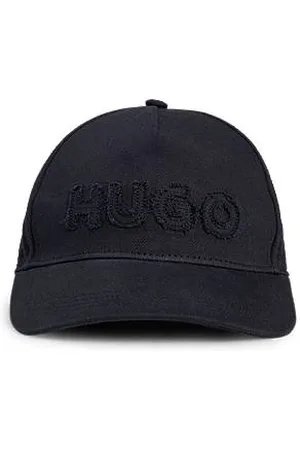 HUGO BOSS Czapka z daszkiem z bawełnianego diagonalu z surowo wykończonym logo