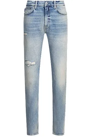 HUGO BOSS Jeansy o wąskim kroju z denimu ze stretchem w średnim odcieniu niebieskiego