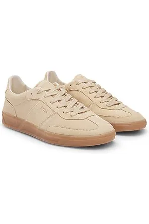 HUGO BOSS Zamszowe sznurowane sneakersy z detalami z logo