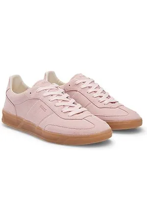 HUGO BOSS Zamszowe sznurowane sneakersy z detalami z logo