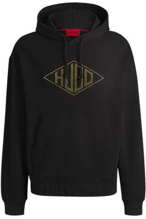 HUGO BOSS Bluza z kapturem z bawełny frotté z wyszywanym logo