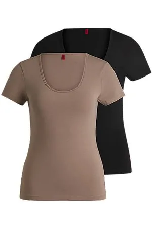 HUGO BOSS Dwupak koszulek bieliźnianych z bawełny ze stretchem ozdobionych logo
