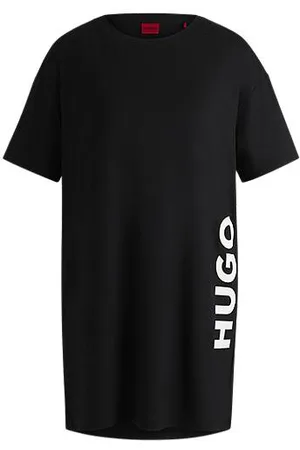 HUGO BOSS Koszula nocna o swobodnym kroju z elastycznego dżerseju z nadrukowanym logo