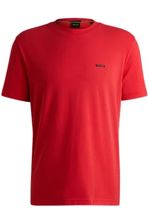 HUGO BOSS Koszulka o regularnym kroju z elastycznej bawełny ozdobiona kontrastowym logo