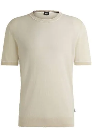 HUGO BOSS Bluza z mieszanki lnu z lamówkami