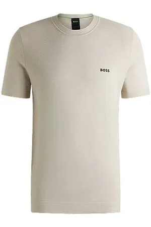 HUGO BOSS Techniczna koszulka z mieszanki bawełny o mieszanej strukturze