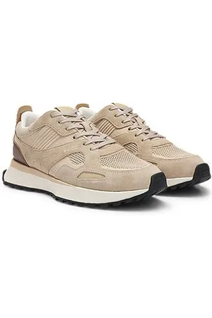 HUGO BOSS Sneakersy z detalami z dzianiny i lakierowanej skóry