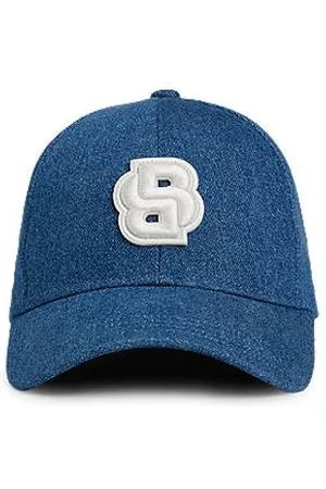 HUGO BOSS Czapka z daszkiem z niebieskiego denimu ozdobiona monogramem Double B