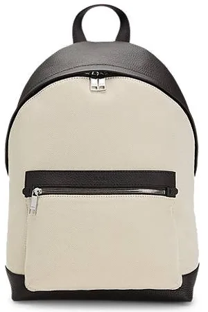 HUGO BOSS Płócienny plecak ze skórzanymi detalami