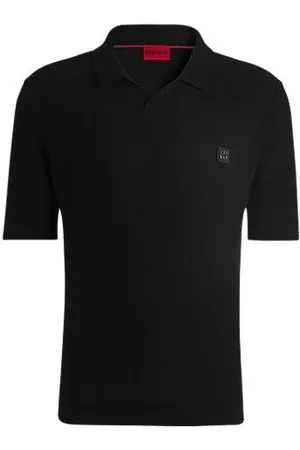 HUGO BOSS Dzianinowa koszulka polo z mieszanki bawełny z rozstawionym kołnierzem