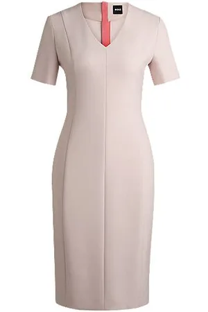 HUGO BOSS Sukienka z elastycznego materiału z dekoltem w serek