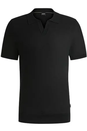 HUGO BOSS Sweter z mieszanki bawełny z rozstawionym kołnierzem