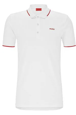 HUGO BOSS Koszulka polo o wąskim kroju z elastycznej bawełny z nadrukowanym logo