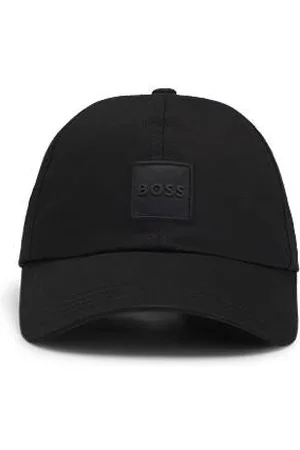 HUGO BOSS Czapka z daszkiem z bawełnianego diagonalu z tkaną naszywką z logo