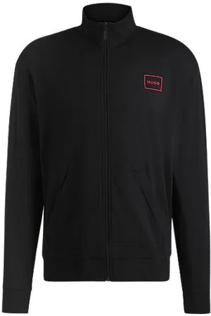 HUGO BOSS Kurtka o swobodnym kroju z elastycznej bawełny z logo w ramce