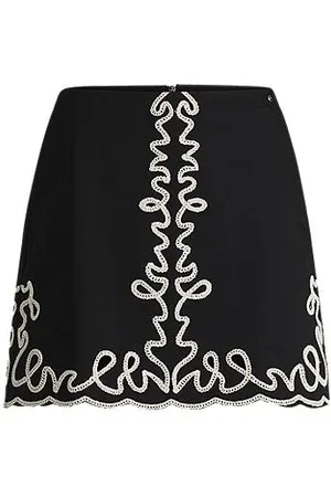 HUGO BOSS Bawełniana spódnica mini z kontrastowym haftem