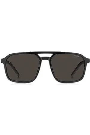 HUGO BOSS Czarno-szare okulary przeciwsłoneczne z podwójnym mostkiem