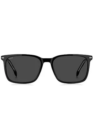 HUGO BOSS Okulary przeciwsłoneczne z czarnego włókna octanowego ze srebrnymi akcentami