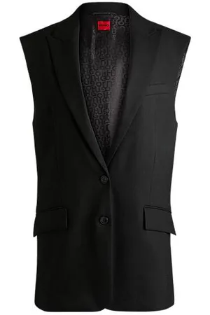 HUGO BOSS Marynarka bez rękawów o kroju oversize z mieszanki lnu