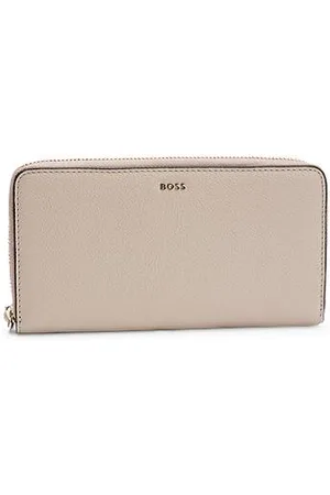 HUGO BOSS Portfel z granulowanej skóry z literowym logo i zapięciem dookoła