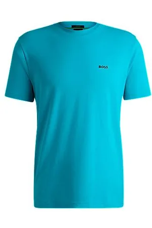 HUGO BOSS Koszulka o regularnym kroju z elastycznej bawełny ozdobiona kontrastowym logo