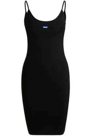 HUGO BOSS Obcisła sukienka z elastycznej bawełny z naszywką z logo