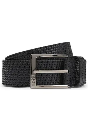 HUGO BOSS Pleciony pasek ze skóry