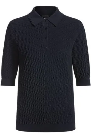 HUGO BOSS Sweter o wyrazistej strukturze z kołnierzykiem polo