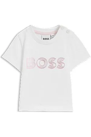 HUGO BOSS Niemowlęca koszulka z elastycznej bawełny ozdobiona połyskującym logo