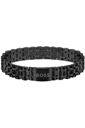 HUGO BOSS Czarna stalowa bransoleta z magnetycznym zapięciem z logo