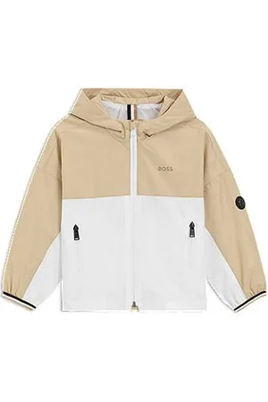 HUGO BOSS Dziecięca wiatrówka z kapturem z blokami kolorystycznymi i logo