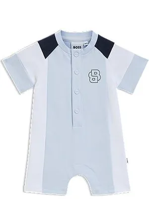 HUGO BOSS Niemowlęcy romper z francuskiej tkaniny frotté z blokami kolorystycznymi