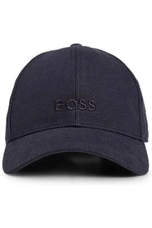 HUGO BOSS Lniana czapka z wyszywanym logo
