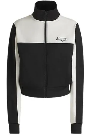 HUGO BOSS Bluza w stylu retro z zamkiem błyskawicznym i blokami kolorystycznymi