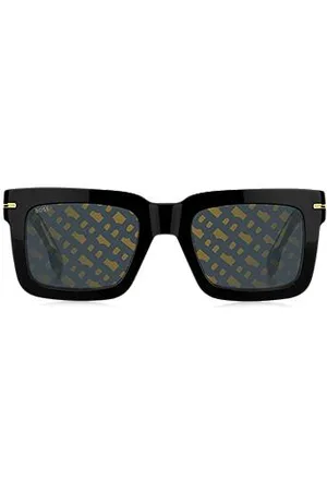 HUGO BOSS Okulary przeciwsłoneczne z włókna octanowego z charakterystycznymi metalowymi detalami