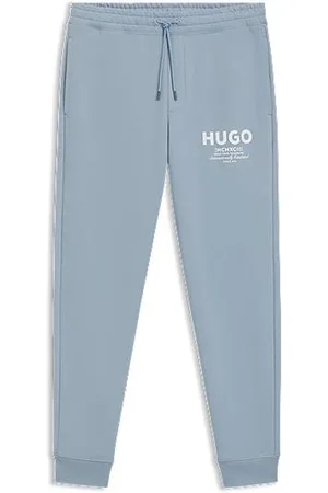 HUGO BOSS Spodnie dresowe z bawełny frotté z nadrukowanym logo