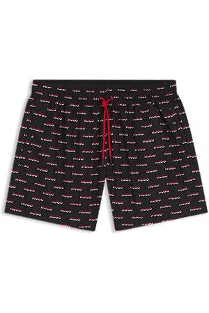 HUGO BOSS Szorty kąpielowe z podzielonym logo na całej powierzchni