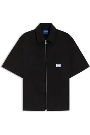 HUGO BOSS Koszula oversize z zamkiem błyskawicznym z przodu
