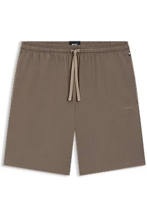 HUGO BOSS Szorty z kapturem z bawełnianego dżerseju ze stretchem z wyszywanym logo