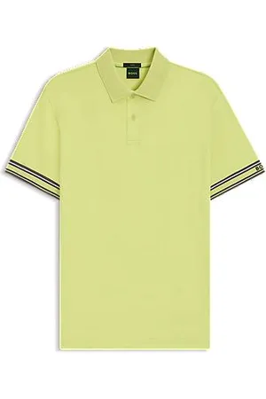 HUGO BOSS Bawełniana koszulka polo o wąskim kroju z mankietami w paski