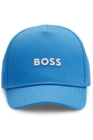 HUGO BOSS Dziecięca czapka z daszkiem z bawełnianego diagonalu z kontrastowym nadrukowanym logo