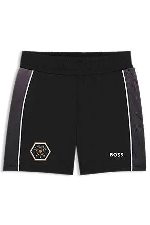 HUGO BOSS Dziecięce szorty z rozciągliwego dżerseju z nadrukowanym logo