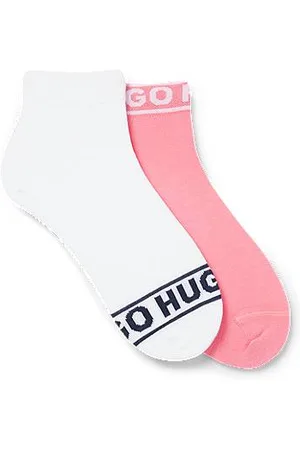 HUGO BOSS Zestaw dwóch par skarpet za kostkę z logo na mankiecie