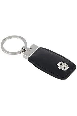 HUGO BOSS Breloczek ze skóry z chromowanym monogramem Double B