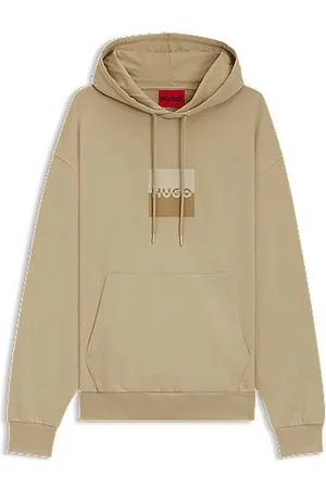 HUGO BOSS Bluza z kapturem o swobodnym kroju z bawełny frotté z artystycznym logo